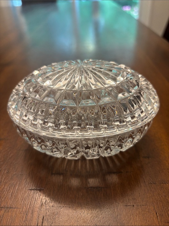 Other - Vintage Cut Glass Covered Candy Dish - Clear Glass Trinket Box